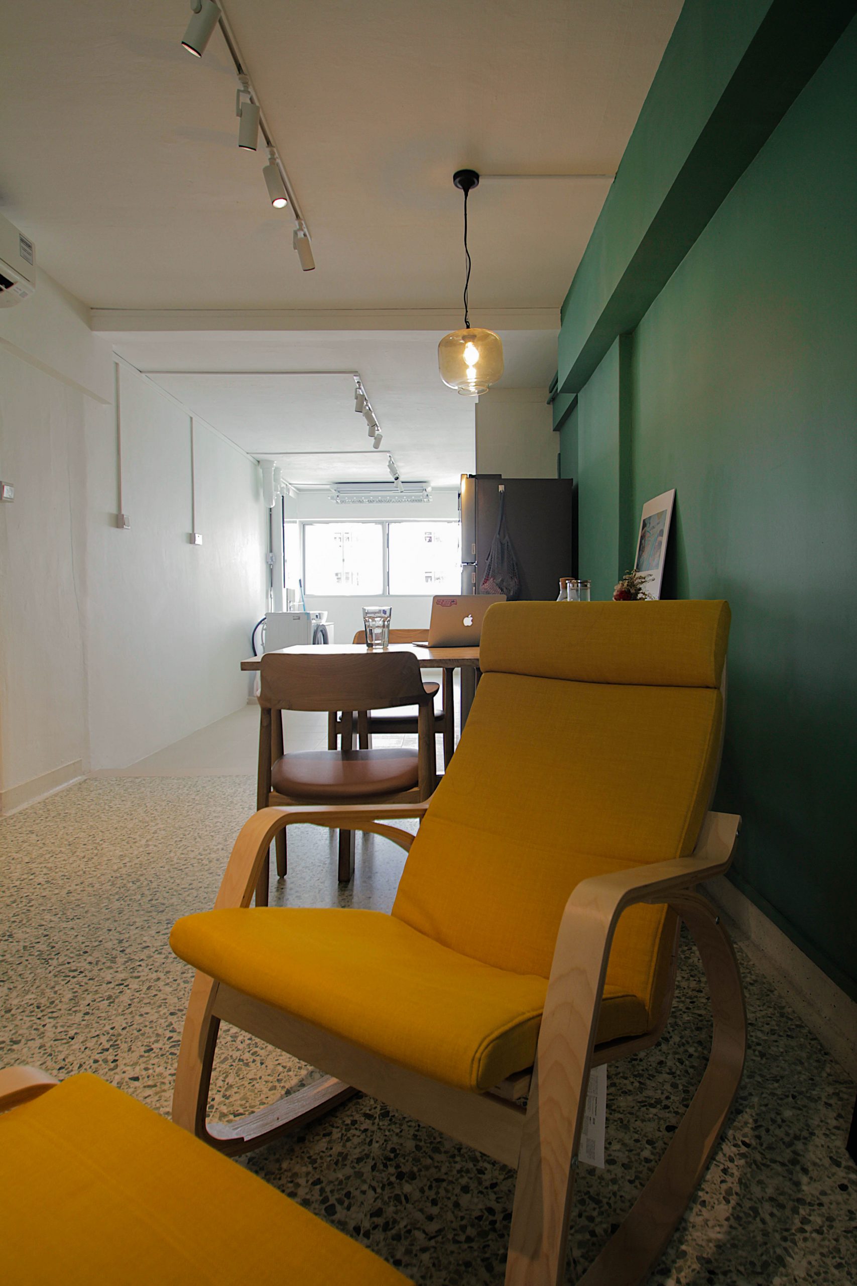 A classic retro approach for a new family with an open concept communal space.