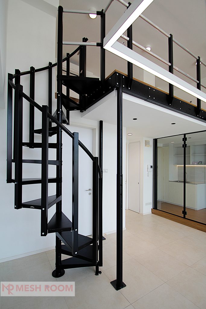 Utilizing the tall ceiling commercial space creating an additional mezzanine space for the extra storage.